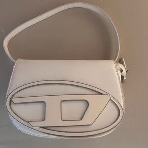 Diesel White Shoulder Bag with Raised Logo Oval